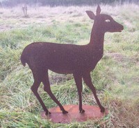 Stehendes Reh 75X65Cm Rost Edelrost Metall Rehe Hirsch Rostfigur Wald