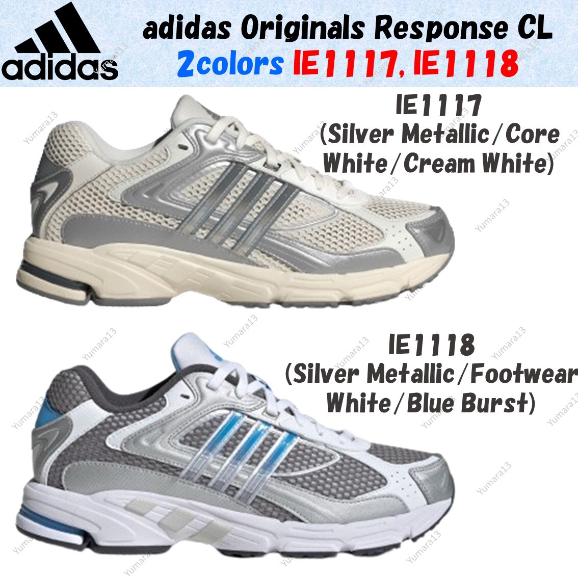 ★adidas★ Response CL Silver Blue IE1118 adidas Response CL Silver Metallic White Blue Burst Men's