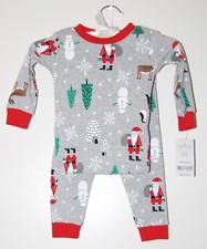 NWT Carter's Infant Boys 2pc Gray Santa Claus Snowman Holiday PJ Pajama Set 6M