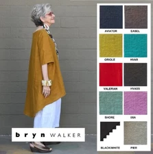 BRYN WALKER Light Linen  LILO TUNIC  Long A-Line Hi-Lo Top   XS S M L   COLORS