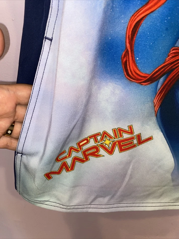 Marvel Avengers TooniForms Mens Captain Marvel Woman Scrubs Shirt,Large - Image 3 of 4