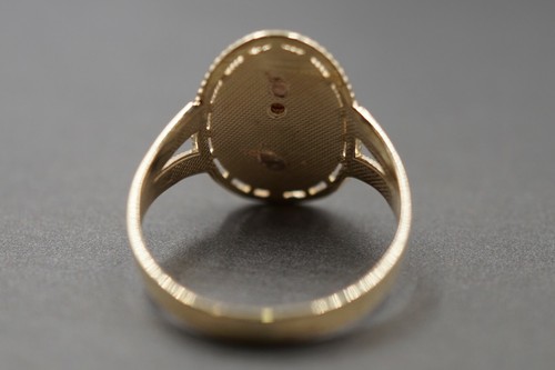 10K Solid Yellow Gold Two Tone Oval Shape Crucifix Cross Band Ring. Size 6.5 - Picture 5 of 7
