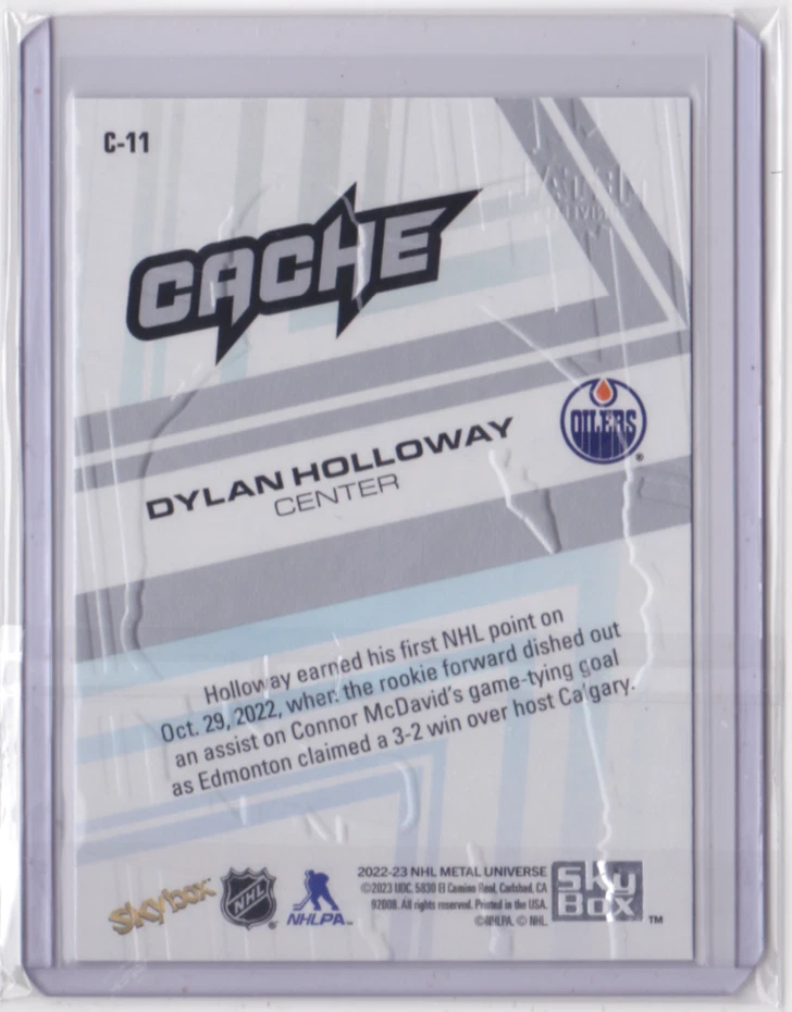 2022-23 NHL METAL UNIVERSE CACHE INSERT DYLAN HOLLOWAY #C-11 EDMONTON OILERS - Image 2 of 2