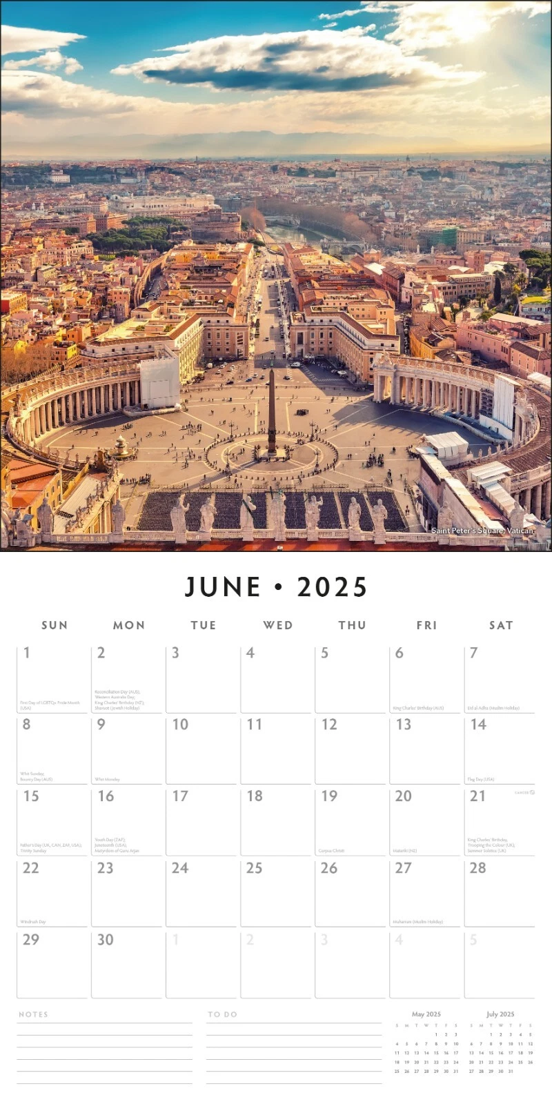 Italy 2025 Square Wall Calendar