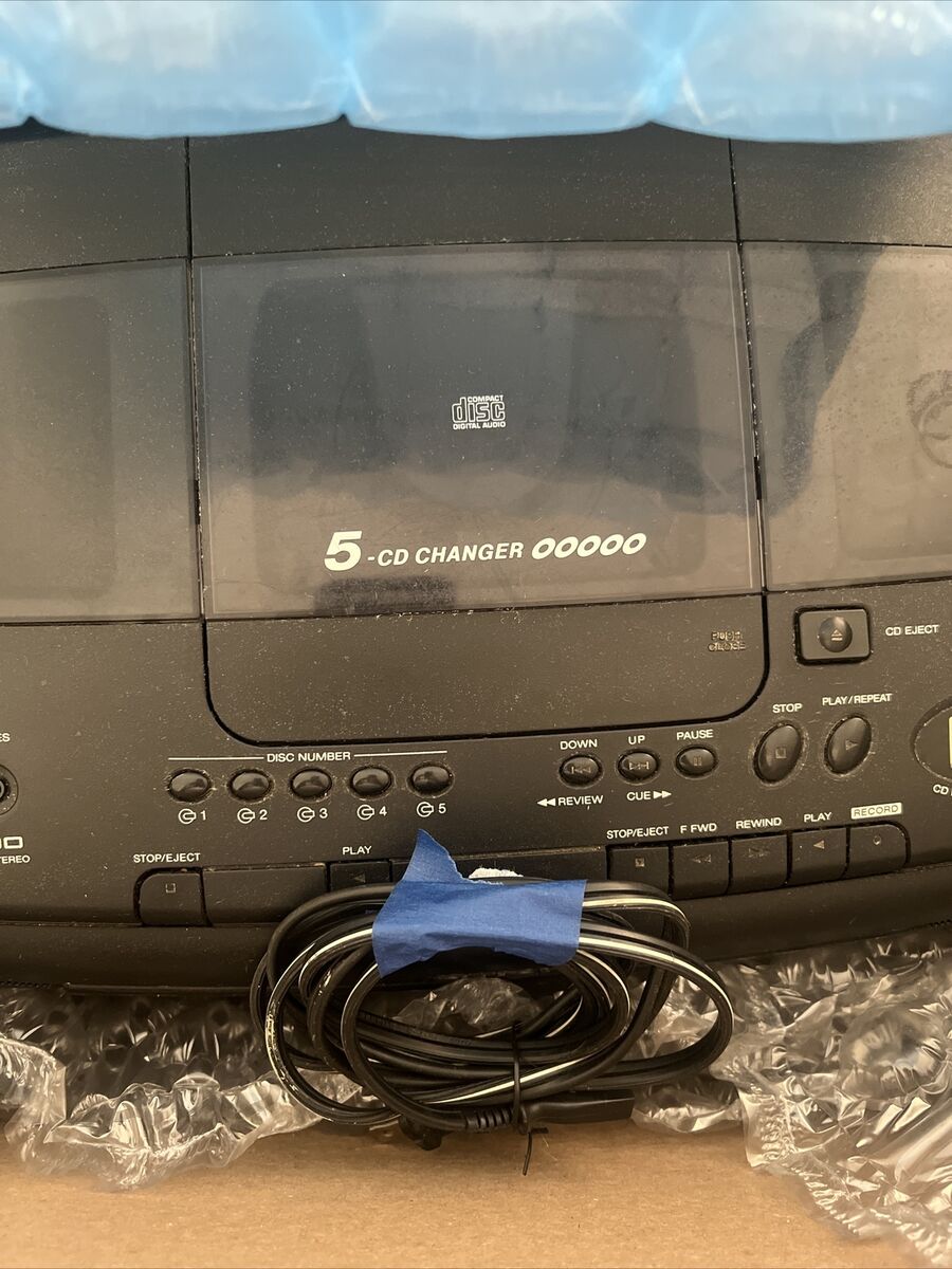 Vintage 90s Boombox 5 Disc Changer CD Player Cassette Sharp Vintage 90s Boombox 5 Disc Changer CD Player Cassette Sharp