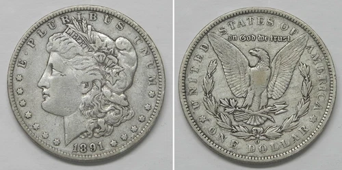X5079  1891-O Morgan Dollar, VF/XF