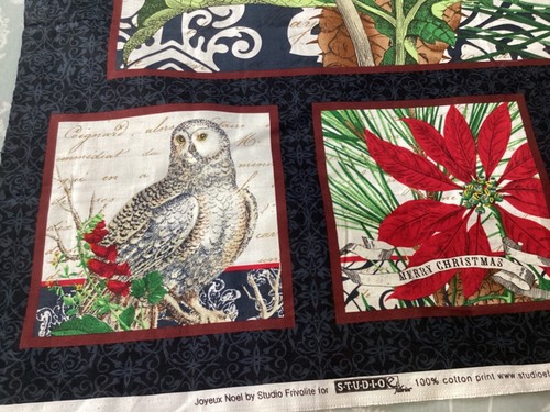 Studio E Joyeux Noel Merry Christmas Owl Panels Cotton Fabric 24” by WOF 43” - Picture 3 of 6