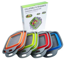 Set 2 pc  Kitchen Silicone Colander Collapsib...