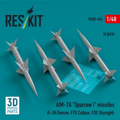 AIM-7A ''Sparrow I'' missiles (4 pcs)  (3D Printed)  1/48 ResKit RS48-0454