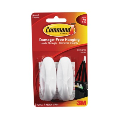 3M Command Medium Designer Haken 2er Pack beschädigungsfreie Haken halten bis 1kg
