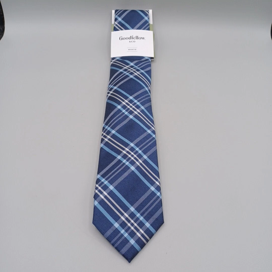 Goodfellow & Co Mens Classic Slim Neck Tie Blue Grey Print-New