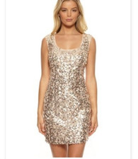 Guess Champagne Sequin Mini Dress Sz 2