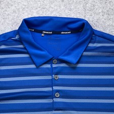 Adidas Polo Shirt Mens Large Blue White Golf Performance Striped Lightweight