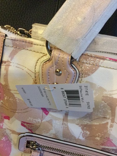 NWT COACH SIGNATURE LARGE POPPY STAMPED C HALLIE E/W TOTE 31141E. - Picture 3 of 12