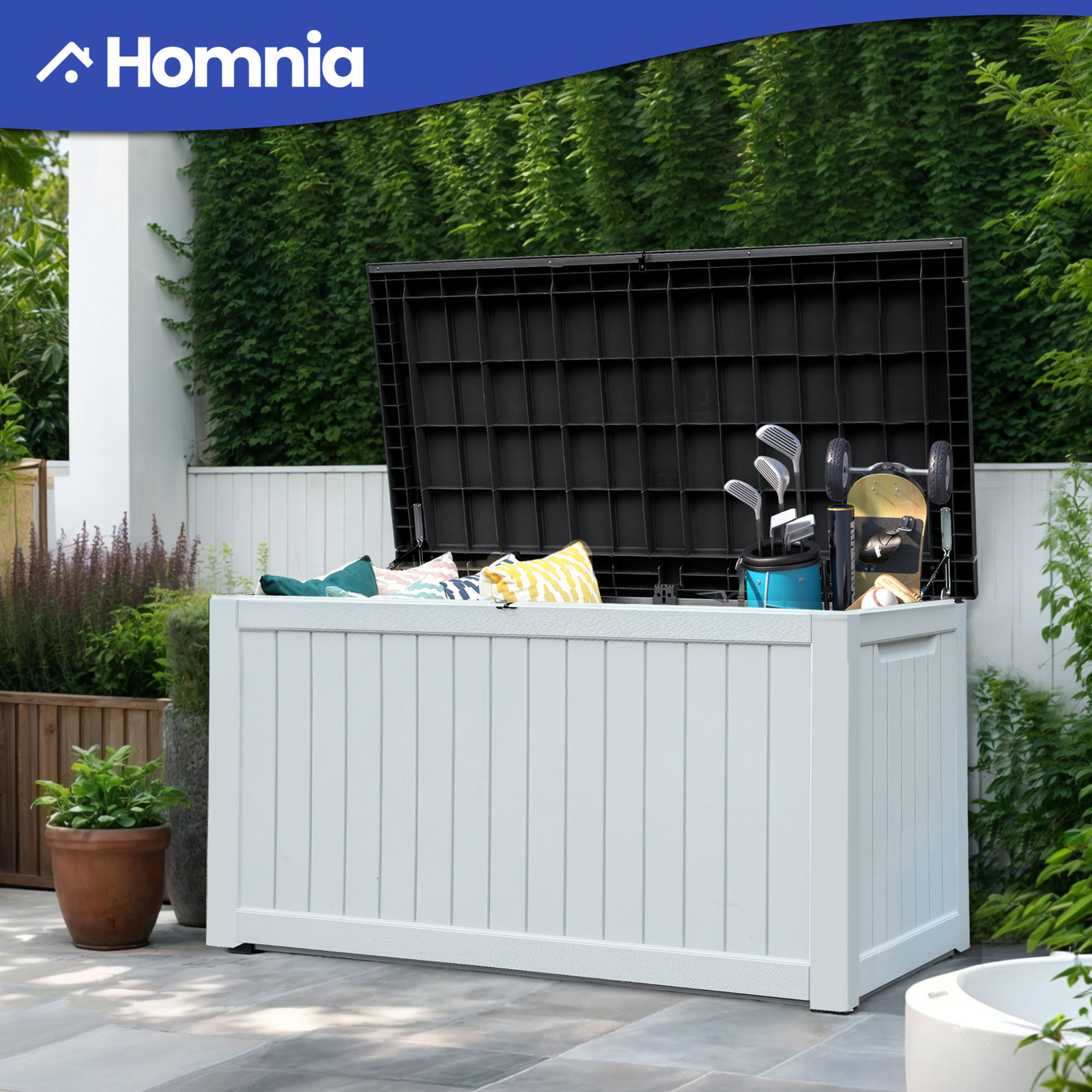 XL Outdoor Storage Box 230 Gallon Patio Deck Weatherproof Bench Seat Pool Garden