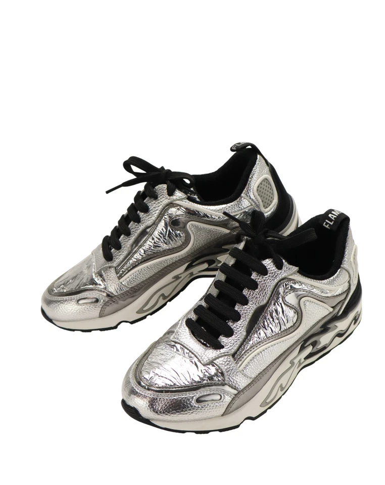 Zapatillas Sandro Flame Plateadas Mujer EU 36 / UK 3.5 Cuero Brillante Puntera Almendra Foto 2 de 4