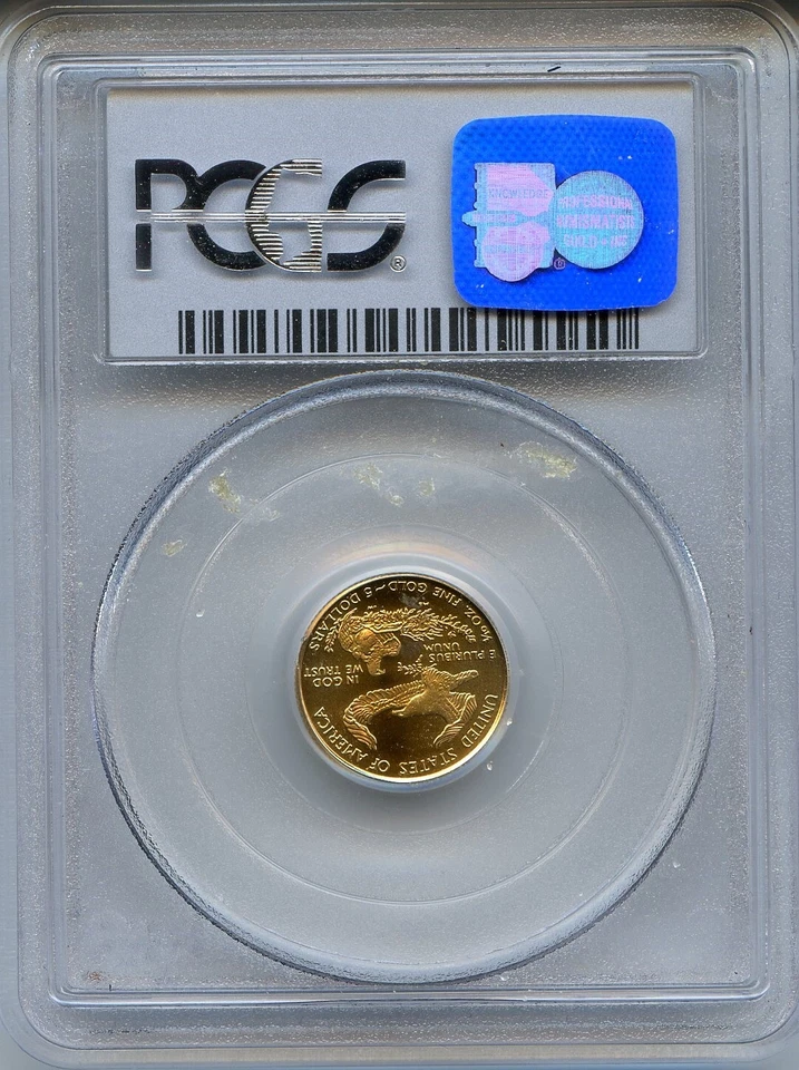 W $5 Gold Eagle 1999 graduación profesional MS69 como nuevo error troqueles de prueba inacabados Foto 2 de 2