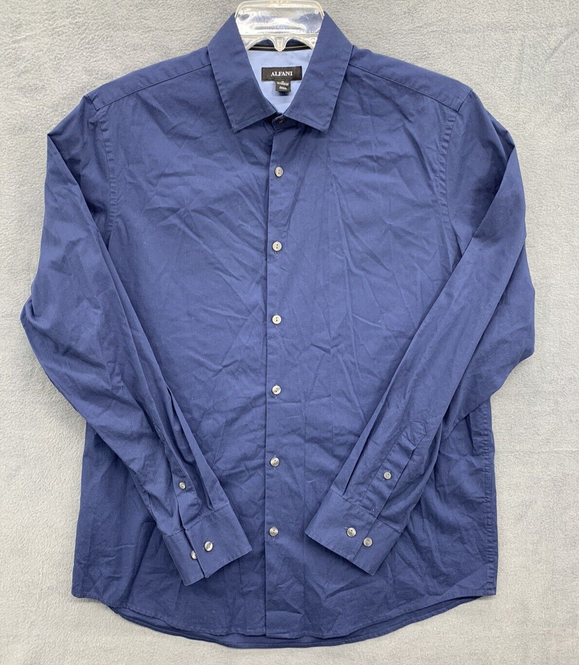 Alfani Button Down Shirt Men's Size M Blue Long Sleeve Business Casual Preppy-image