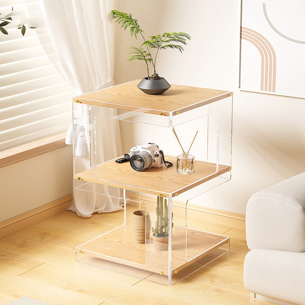 New 3-Tier Premium Wood & Acrylic Display Cabinet with Dust-Proof Cover US