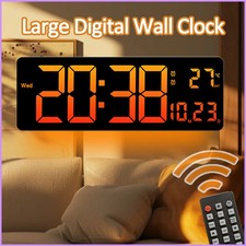 16 Inch Large Digital Wall Clock TEMP Date Week DST Remote Control LED Table Clo
