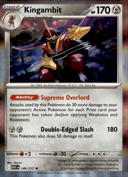 Kingambit 148/217 Rare Ascended Heroes Pokemon Holo Near Mint