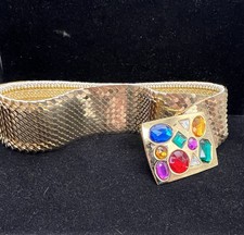 Bejeweled, Buckle, Stretch, Metal Gold Snake Skin Wide Day Lor Belt