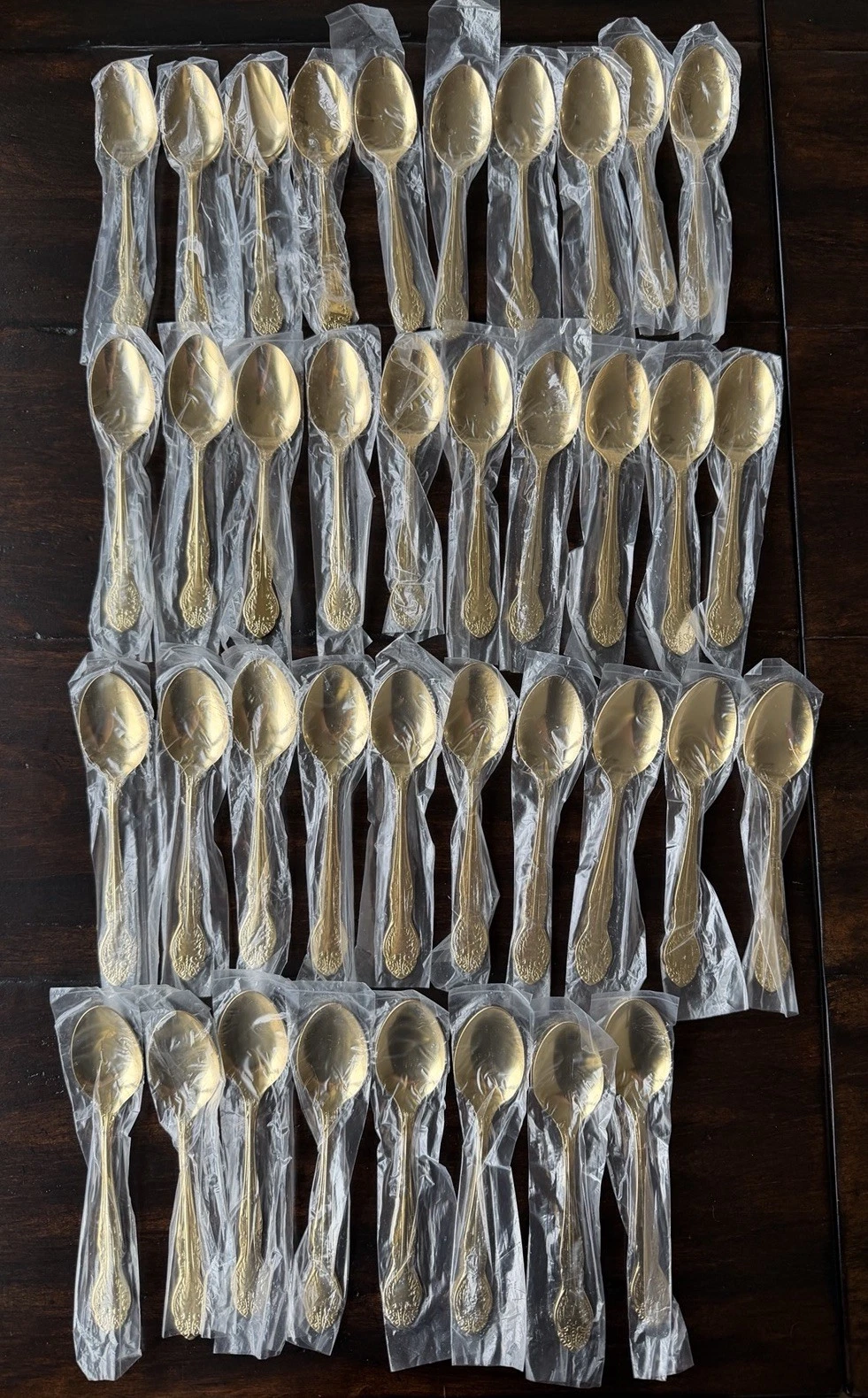 Vtg Adcraft Gold Tone Spoons Lot Of 38 For Wedding Shower Party Dessert Japan