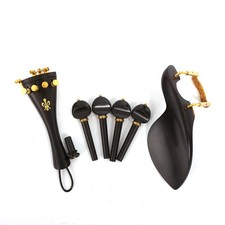 4/4 Full Size Ebony Violin Kit Set Include Peg Tailpiece Chin Rest Clamp End Pin