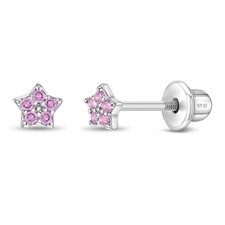 Teenie Tiny Star 3mm Baby / Toddler Earrings Screw Back - Sterling Silver