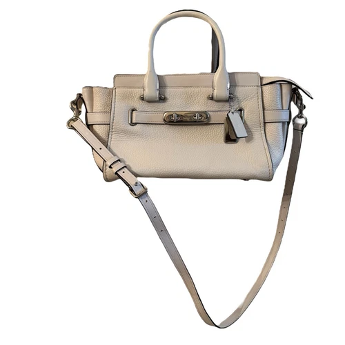 Borsa Coach Swagger 27 gesso bianco pelle ciottoli borsa con cintura 87293