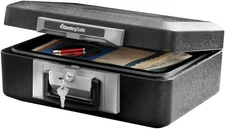 SentrySafe Fireproof Safe Box with Key Lock, Chest 0.25 cu. ft., Black 
