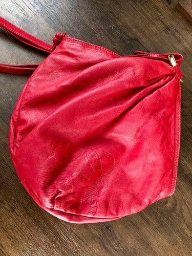 Authentic LOEWE Shoulder Bag Red Leather Anagram Women Feminine