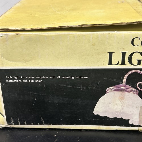 VINTAGE CEILING FAN LIGHT KIT~ANTIQUE BRASS Finished With Victorian SHADE New - Picture 2 of 9
