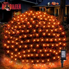 BlcTec Halloween Lights 200 LED 8.2ft x 4.9ft Orange Net Lights with 8 Modes, UL