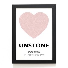 A4 PRINT - Unstone, Derbyshire - Word Heart Design - SK3777