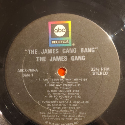 The James Gang Bang LP Vinyl Record ABC Records Black Stereo Cardboard Sleeve