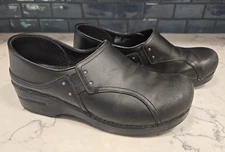 Womens Dansko (40) 9.5 US Black Leather Clogs Nursing Work
