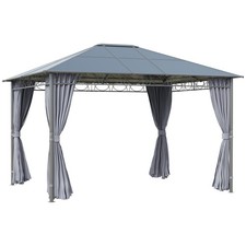 Outsunny 3 x 3.6(m) Hardtop Gazebo for Patio w/ Polycarbonate Curtains