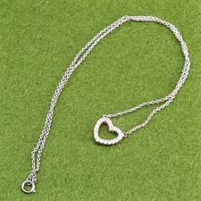 16  , sterling silver handmade necklace, 925 chain w/ pink crystal heart Pendant