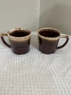 "VINTAGE McCoy USA Pottery Brown Drip Glaze Coffee Mugs  Set of 2