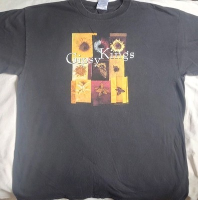 Vintage 1998 Gipsy Kings sunflower t-shirt  Black XL Rare Band Album Logo Print