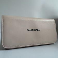 Auth Balenciaga Purse Long Wallet Light Pink Leather Women's Italy Card Holder