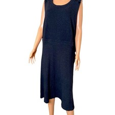 LOFT dress Plus SZ 26 black sleeveless knee length ponte knit button shoulder