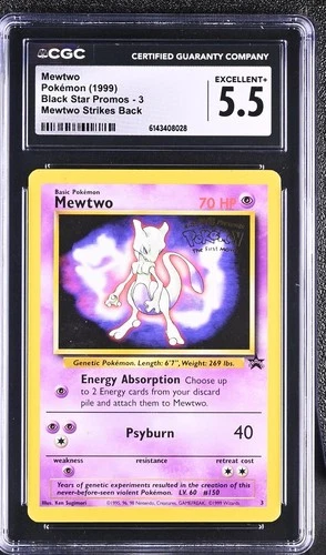 1999 Pokemon Black Star Promos Mewtwo Strikes Back Movie Stamped #3 CGC 5.5