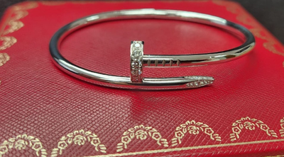 CARTIER JUSTE UN CLOU 18K WG DIAMOND CLASSIC BRACELET SIZE 18 W