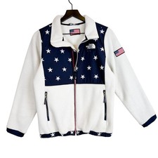 The North Face Girls Stars White Blue USA Denali Fleece Jacket - XL 18