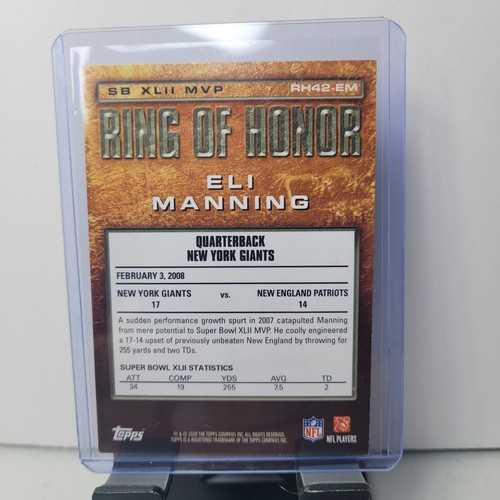 2008 Ring Of Honor NFL Eli Manning Football Collectible Card. - Picture 2 of 2