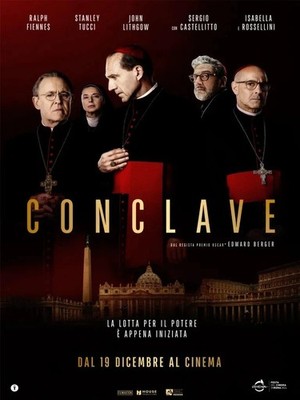 Conclave Movie Poster Print For Wall Decor, Dark Tones With Gold Text