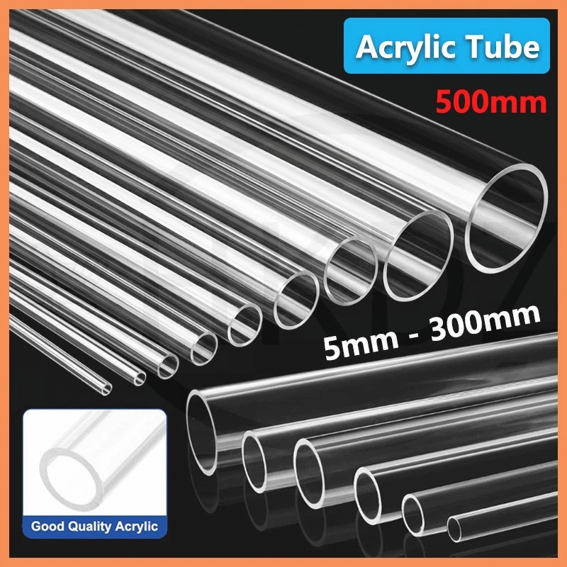 Clear Plastic Acrylics Round Tube 500mm Lengths Perspex Ø 5mm - 300mm Diameter - Image 1 of 4