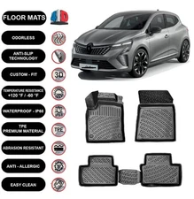 Floor Mats Liner Fits Renaut Clio 5 E-Tech (2023-2025) Waterproof 4D Black 4pcs
